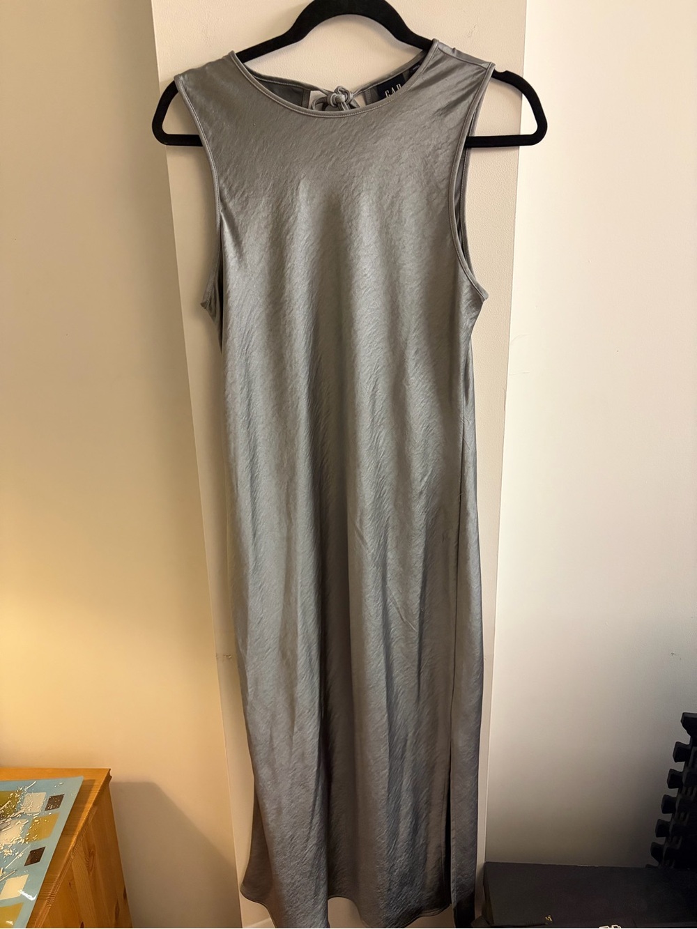 GAP Metallic Gray Sleeveless Maxi Dress